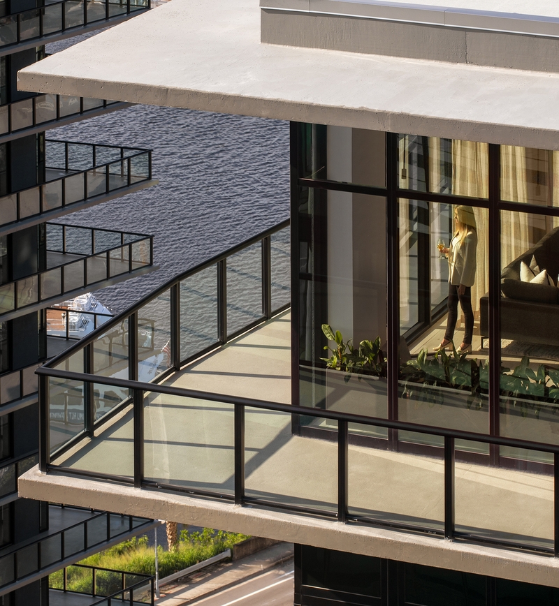 corner balcony of a high-rise complex